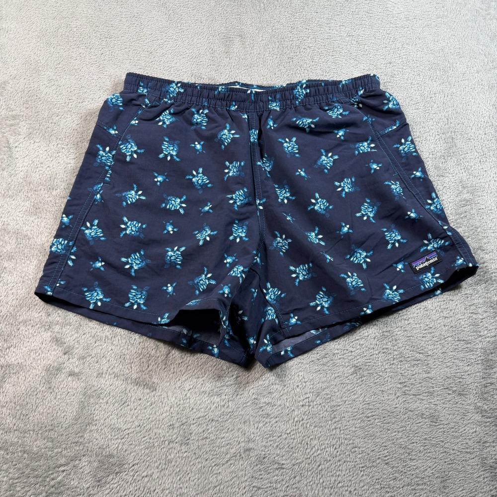 Patagonia Baggies Shorts Mens Small Blue AOP Turtle Recycled Nylon 5" Inseam